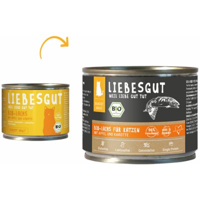 Liebesgut Biokost Adult pro kočky losos s jablky a mrkví 12 x 200 g