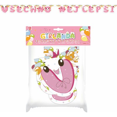 RAPPA Papírová girlanda Všechno nejlepší růžová – Hledejceny.cz