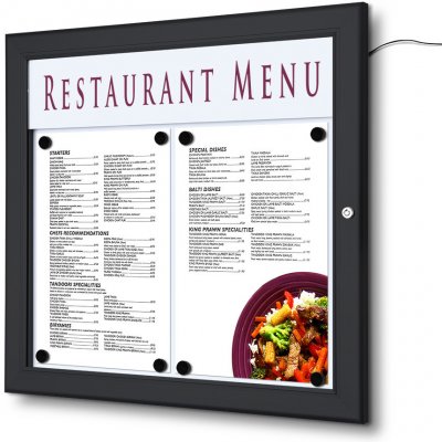 Jansen Display Menu vitrína 2 x A4,LED,v černé barvě RAL9005 – Zboží Mobilmania