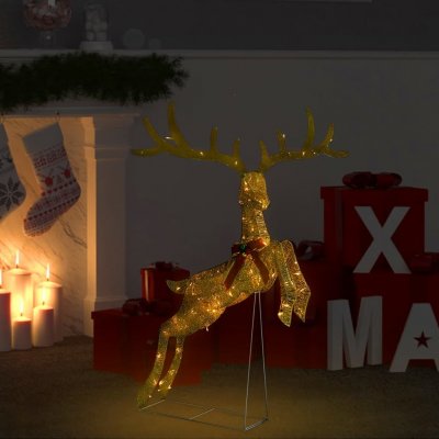 Vánoční dekorace létající sob 120 LED teplé bílé zlatá 329768