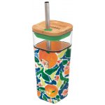 Quokka Skleněný cestovní hrnek s brčkem Liquid Cube Oranges 540 ml – Sleviste.cz