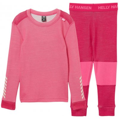 Helly Hansen dětský set termoprádla z merino vlna s technologií LIFA Hot Pink – Zboží Mobilmania