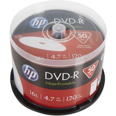 HP DVD-R 4,7GB 16x, printable, cakebox, 50ks (69317) – Sleviste.cz