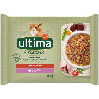 Ultima Cat Nature hovězí a krocan 4 x 85 g