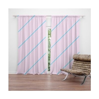 Sablio Závěs Modré pruhy na růžové: 2ks 140x250cm – Hledejceny.cz