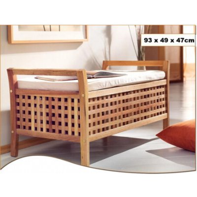 Masivní lavice z ořechového dřeva s úložným prostorem a podsedákem. Rozměry: 93x49x47cm. – Hledejceny.cz
