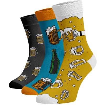 Zvýhodněný set 3 párů vysokých veselých ponožek Pro pivaře Bavlna – Zboží Mobilmania