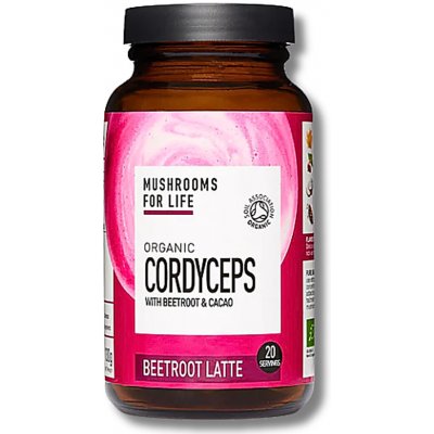 Mushrooms for Life Bio Latté nápoj bez kofeinu Cordyceps & Červená řepa 130 g – Hledejceny.cz