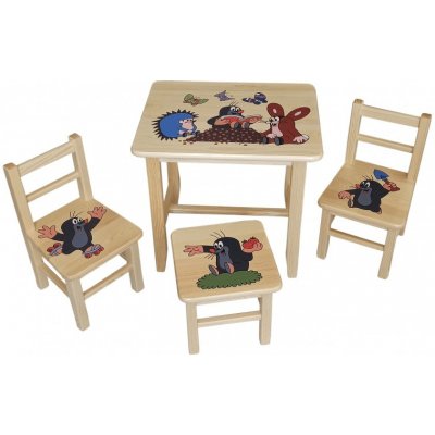 Drew-mix Dětský stůl ze dřeva se židličkami Krtek Vzor 30 – Zboží Mobilmania