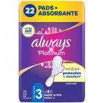 Always Platinum Night Velikost 3 Hygienické Vložky s křidélky 22 ks – Zboží Mobilmania
