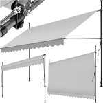 Tectake Upínací markýza s ruční klikou, výškově nastavitelná 400 x 180 cm, světle šedá – HobbyKompas.cz