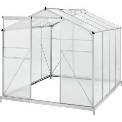 Juskys Hliníkový skleník včetně základů 21044 s dvojitými stěnovými panely a světlíkem 190 x 253 cm – Zboží Mobilmania