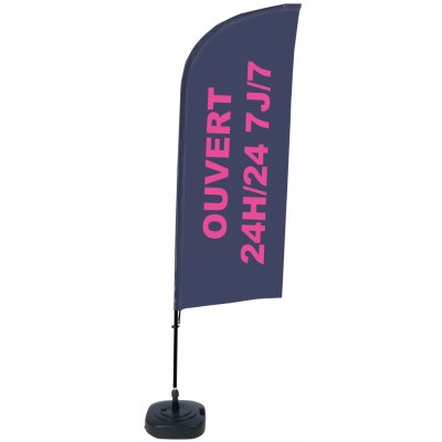 Jansen Display Kompletní sada reklamní vlajky ve tvaru křídla, Otevřeno 24/7, francouzština, 100 x 1440 mm – Zboží Živě