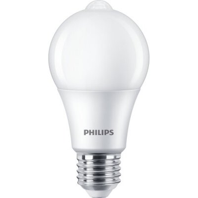 Philips LED žárovka E27 A60 8W 60W teplá bílá 2700K s pohybovým čidlem – Sleviste.cz