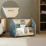 BusyKids Oboustranná Knihovna na kolečkách modrá – Sleviste.cz