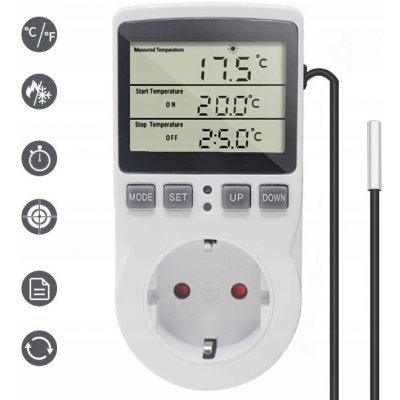Hadex Zásuvkový termostat KT3100 s čidlem a časovým spínačem