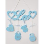 Lymfy dárek pro dítě jméno se srdíčky a údaji modrá – Zboží Mobilmania