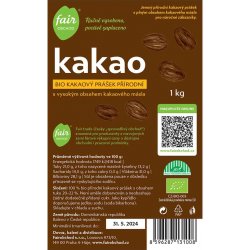 Fairobchod Bio kakaový prášek přírodní vysokotučný 1000 g