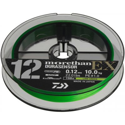 Daiwa Pletená Šňůra Morethan Durasensor 12 Braid EX+Si3 Lime Green 150m 0,10mm, 7.3 Kg – Zboží Dáma
