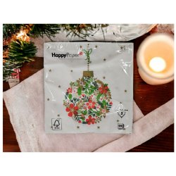 HappyPaper Papírové ubrousky vánoční motiv - ozdoba 20ks 33x33cm
