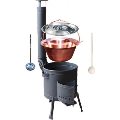 Kessel kotlík na guláš měď 20 L 1,2 mm speciální žáruvzdorná kotlina Plus 600 °C 42 cm poklice nerez 48 cm INOX naběračka 350 ml a vařečka 50 cm SUPER PARTY – Sleviste.cz