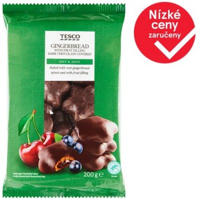 Tesco Perníky v čokoládové polevě s ovocnou náplní 200 g – Zboží Dáma