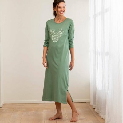 dlouhá noční košile s potiskem květinového srdce khaki – Hledejceny.cz