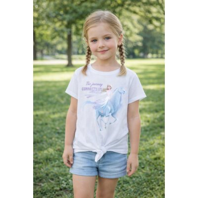 Eplusm dívčí tričko FROZEN ELSA s uzlíkem smetanové Bílá – Zboží Dáma