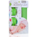T-tomi Baby set bambusová osuška + kočárkový kolíček Bílá/zelený – Zboží Dáma