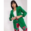 Italy Moda Elegantní sako s květinou Zelená