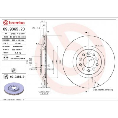 Brzdový kotouč BREMBO 09.9365.21 | Zboží Auto