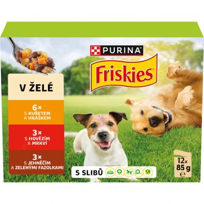 Friskies Adult hovězí kuře jehněčí v želé 12 x 85 g – Zbozi.Blesk.cz