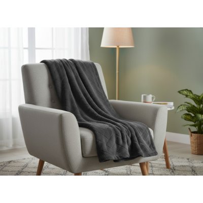 Mybesthome přehoz na křeslo mikrovláknový pléd CAROL grafitová 70 x 160 cm – Sleviste.cz