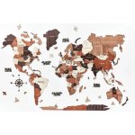 Dřevěná mapa světa na stěnu, 3D Barva: Hnědá, Velikost: S – Zboží Dáma