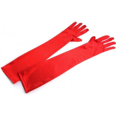 Dlouhé společenské rukavice saténové 4 červená – Zboží Mobilmania
