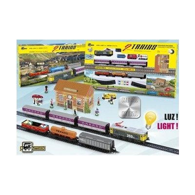 Kovový vlak (2v1) se dvěma soupravami vozů 3 osobními a 3 nákladními vozy – Zboží Dáma