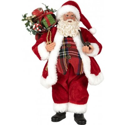 Clayre & Eef Červená vánoční dekorace taťka Santa Claus s dárky - 16*10*27 cm – Hledejceny.cz