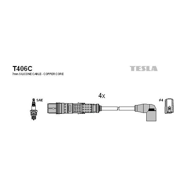 Zapalovací cívky Sada kabelů pro zapalování TESLA original T406C