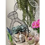 Hnědý drátěný dekorační košík králík Bunny 18*18*37 cm – Sleviste.cz