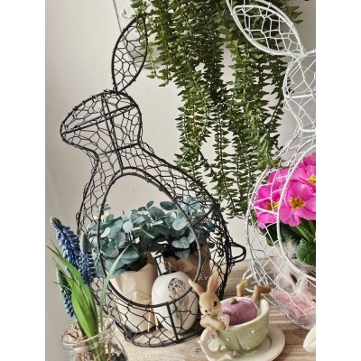 Hnědý drátěný dekorační košík králík Bunny 18*18*37 cm – Sleviste.cz