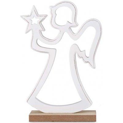 Dekorace dřevo 155x224mm anděl bílá – Hledejceny.cz