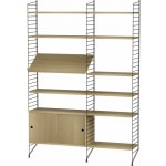 String Policová sestava Living room H, knihovna s úložným prostorem, černá / dub – Zbozi.Blesk.cz