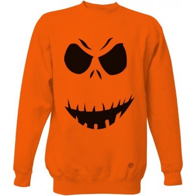Unisex s potiskem Halloween face mikina Oranžová – Zboží Dáma