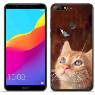 Pouzdro mmCase Gelové Huawei Y7 Prime 2018 - motýl a kotě – Zboží Mobilmania