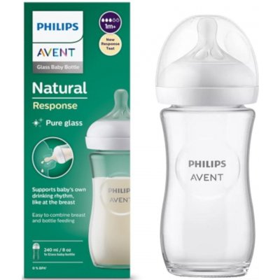 Philips Avent láhev Natural Response skleněná transparentní 240 ml – Zboží Dáma