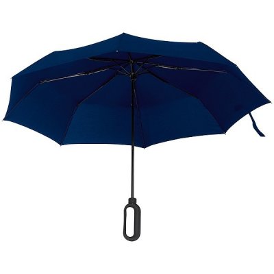 Automatický skládací deštník s karabinou v rukojeti tmavě modrý – Zboží Mobilmania