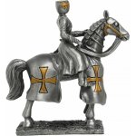 MystiCalls Cínový vojáček středověký rytíř s koněm na erbu 105mm – Hledejceny.cz