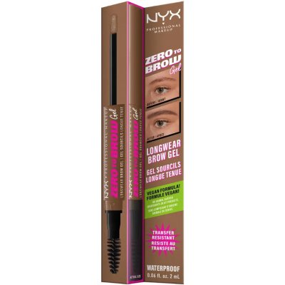 NYX Professional Makeup Zero To Brow barevný gel na obočí 03 Taupe 2 ml – Sleviste.cz