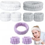 xlwen 3dílná sada lázeňských čelenek na obličej a zápěstí, 3dílná sada odličovacích pásků do vlasů, – Zboží Dáma