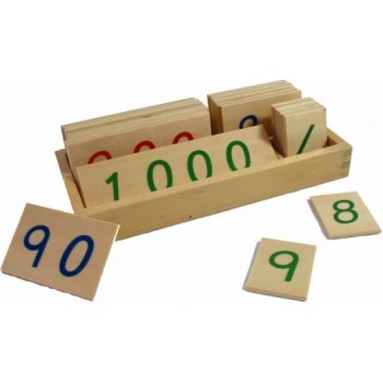 Montessori malé dřevěné karty s čísly 1-3000